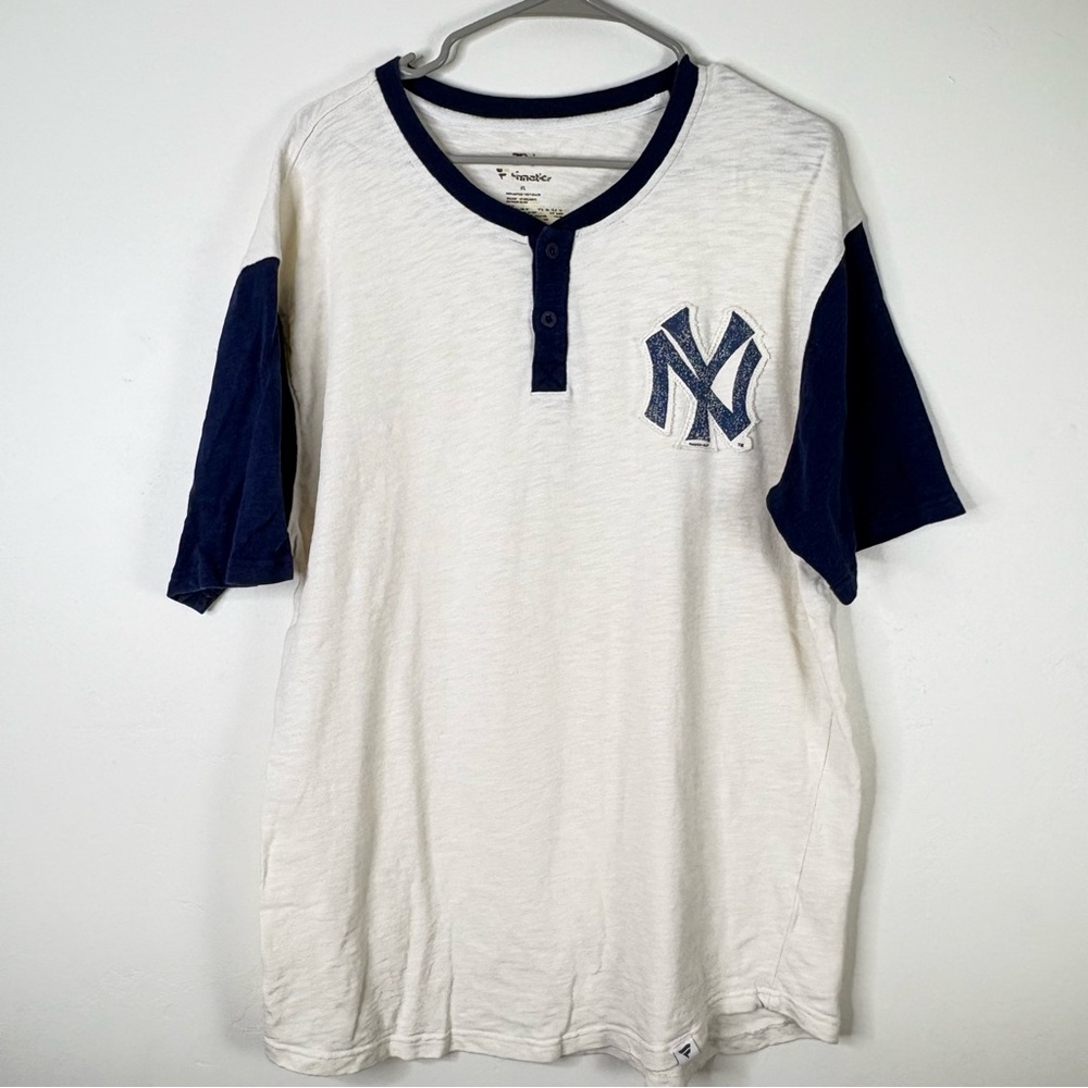 Fanatic New York Yankees 100% Cotton Henley Jersey Shirt Size XL